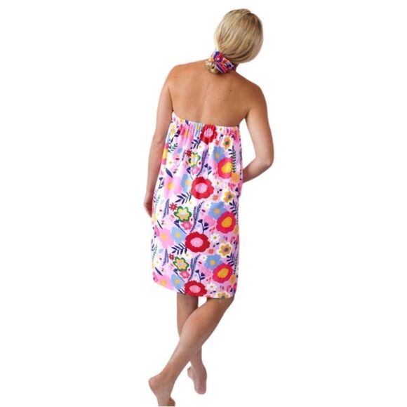 Packed Party Brand Flower Shop Floral Print Microfiber Towel Wrap One Size - Picture 1 of 16